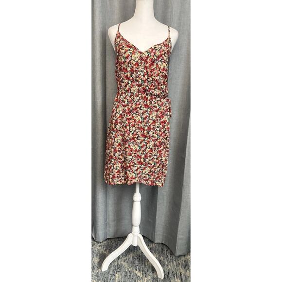 American Rag Mini Dress Women’s Size Medium Boho Floral Print Faux Wrap - Picture 16 of 16